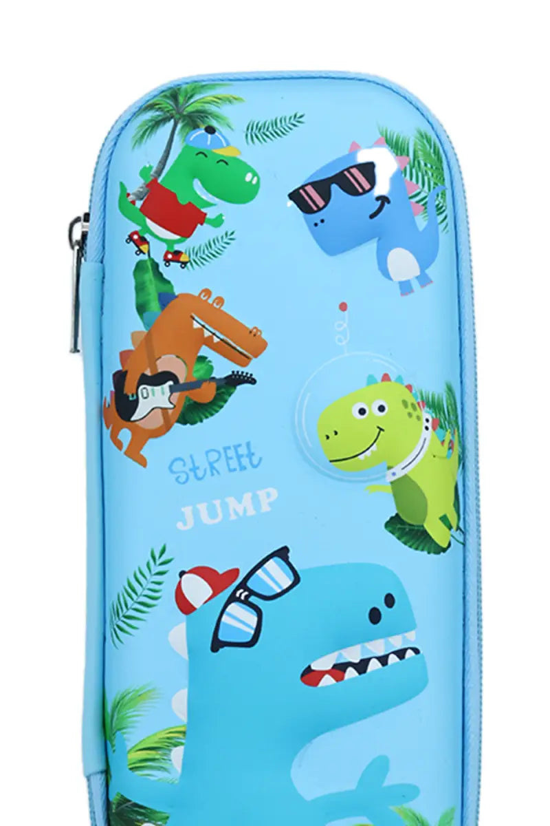 Dinosaur Printed EVA Pencil Case - Sky Blue