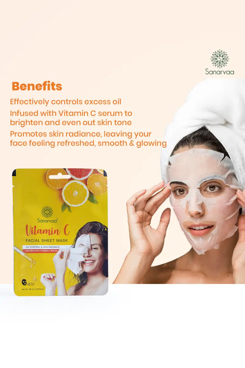 Vitamin C Facial Sheet Mask - Pack of 2