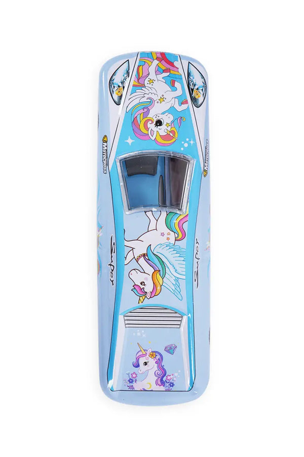 Cartoon Printed Car Shaped Pencil Box (Unicorn)