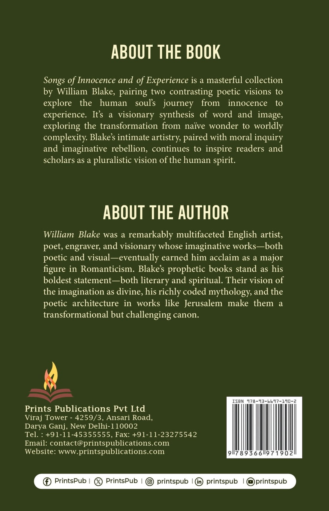 Songs of Innocence and of Experience Prints Publications