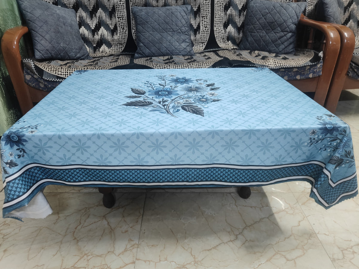 Blue Genda printed cotton table cover in blue - image 2