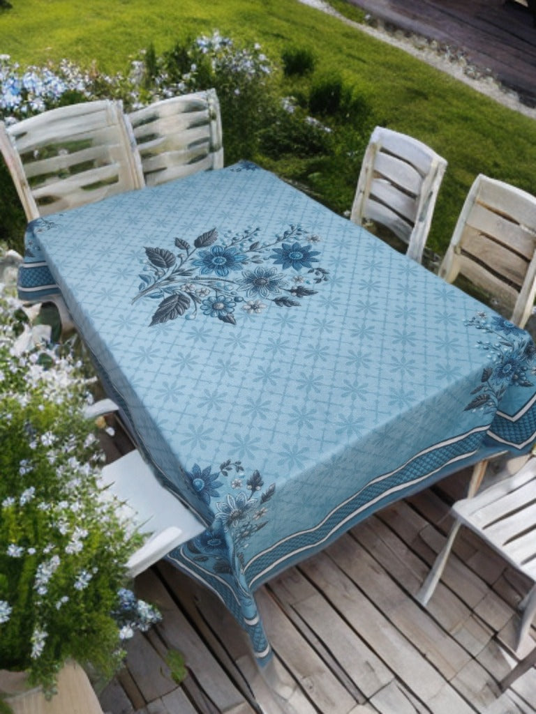 Blue Genda printed cotton table cover in blue - image 6