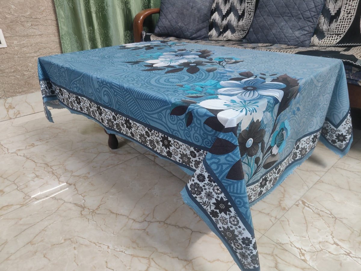 Blue Orchid printed cotton table cover in blue - image 6