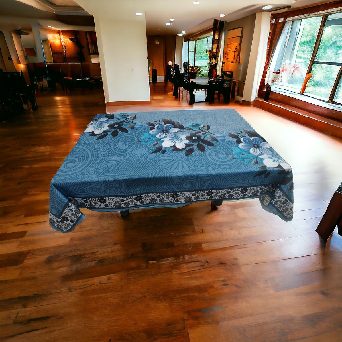 Blue Orchid printed cotton table cover in blue - image 11