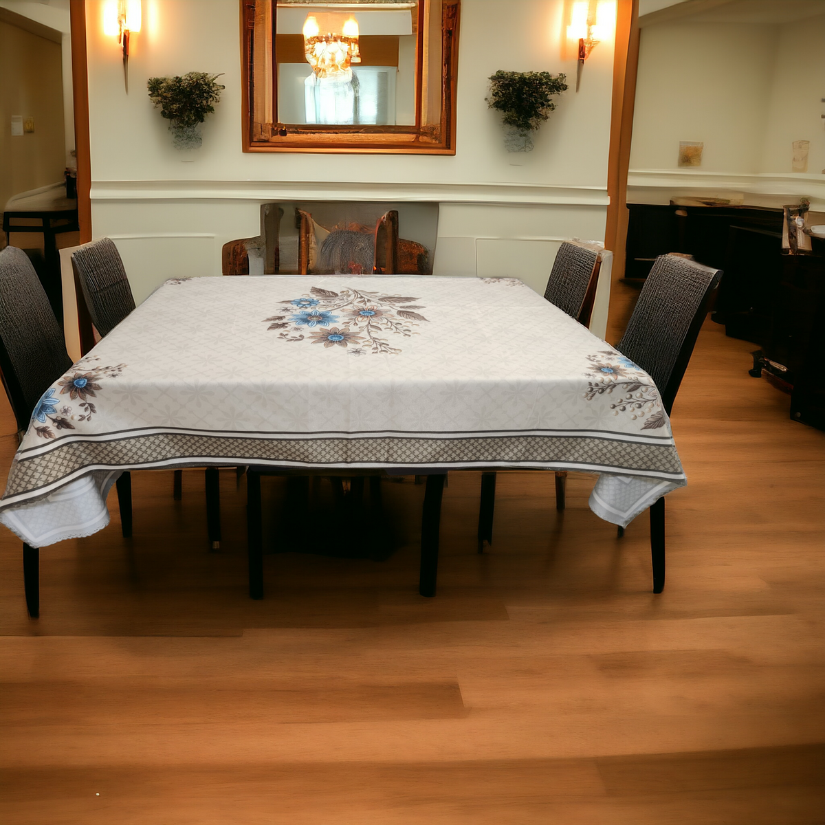 Brown Genda printed cotton table cover in brown - image 1
