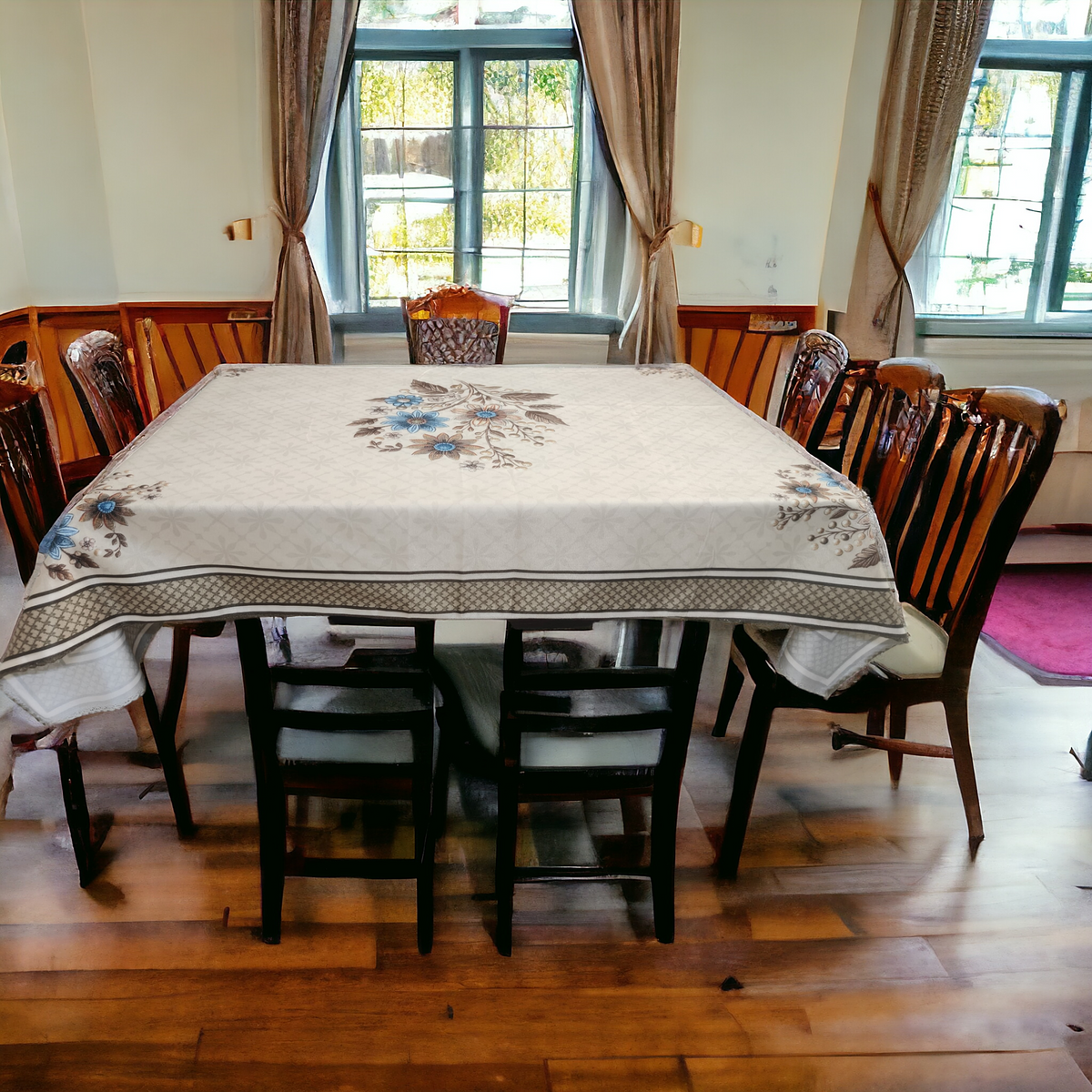 Brown Genda printed cotton table cover in brown - image 9