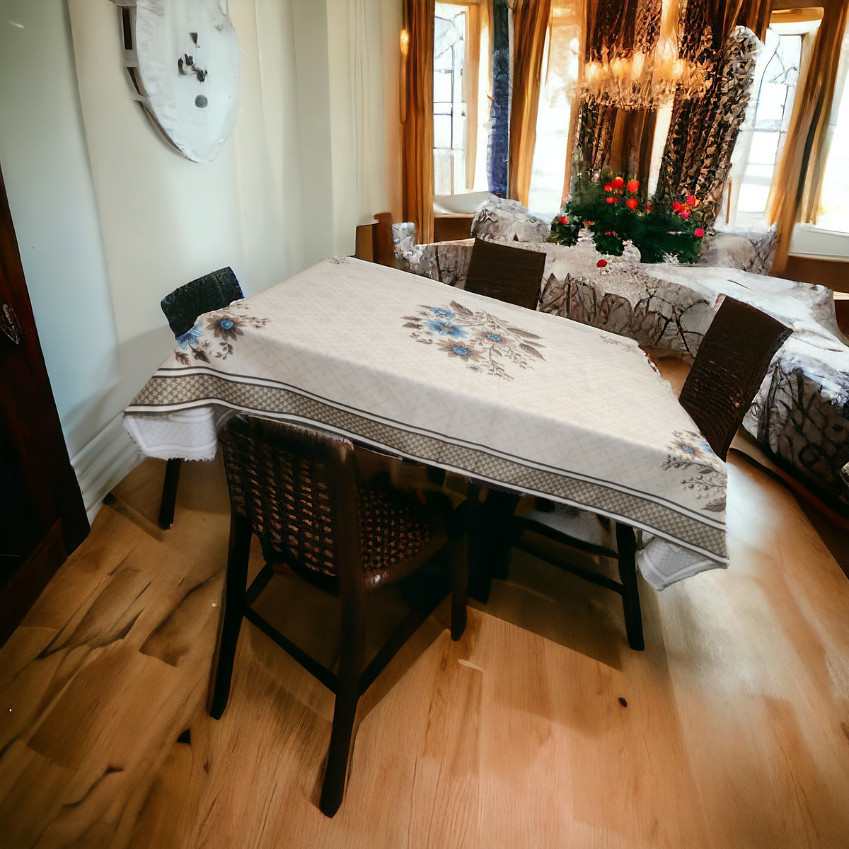 Brown Genda printed cotton table cover in brown - image 13