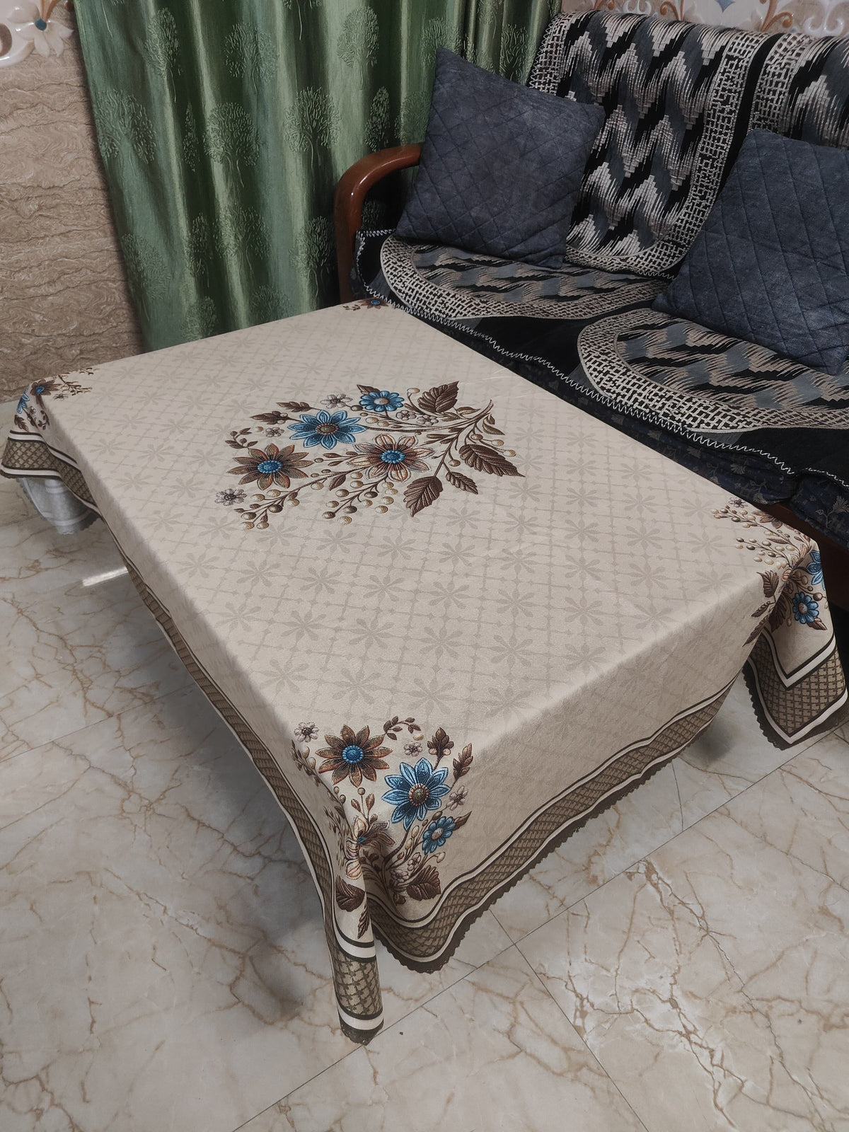 Brown Genda printed cotton table cover in brown - image 2