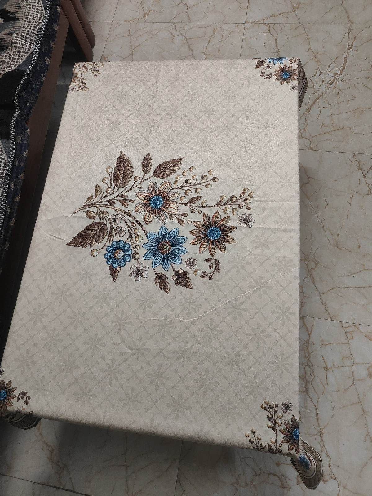 Brown Genda printed cotton table cover in brown - image 4