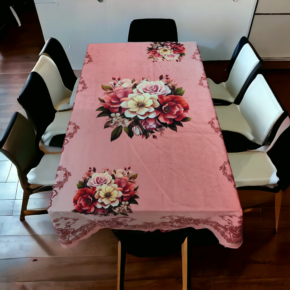 Cherry Flower printed cotton table cover in pink - image 11