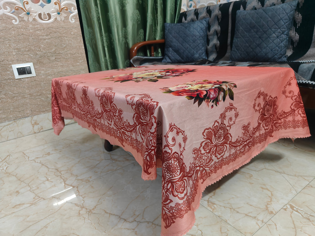 Cherry Flower printed cotton table cover in pink - image 4