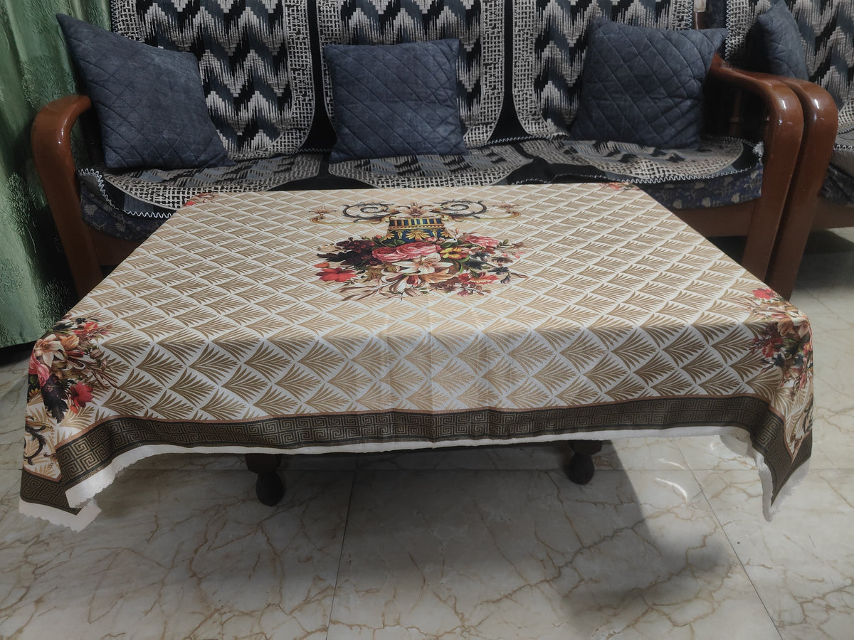 Cream Pot printed cotton table cover in cream - image 2
