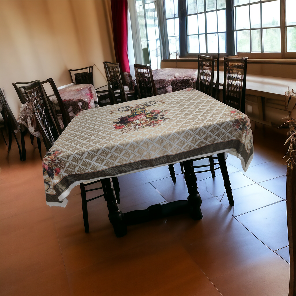 Cream Pot printed cotton table cover in cream - image 14
