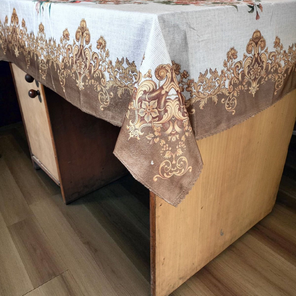 Cream Joomer printed cotton table cover in cream - image 12