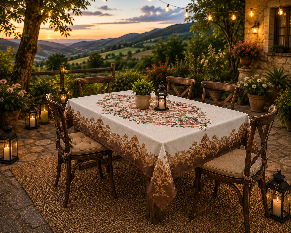 Cream Joomer printed cotton table cover in cream - image 8