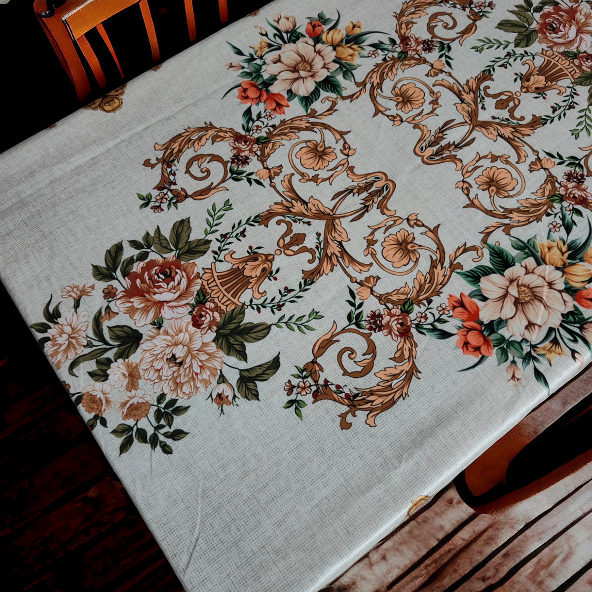 Cream Joomer printed cotton table cover in cream - image 6