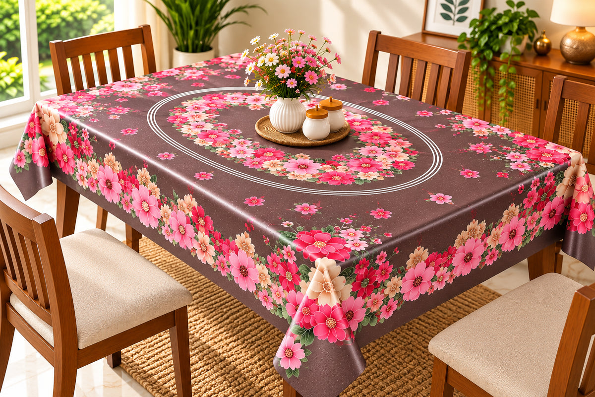 Mopak Decor Jasmine Printed Polyester Table Cover 36x54 - Chocolate