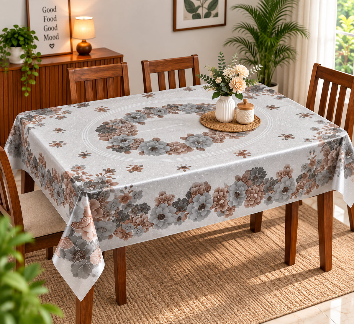 Mopak Decor Jasmine Printed Polyester Table Cover 36x54 - Beige