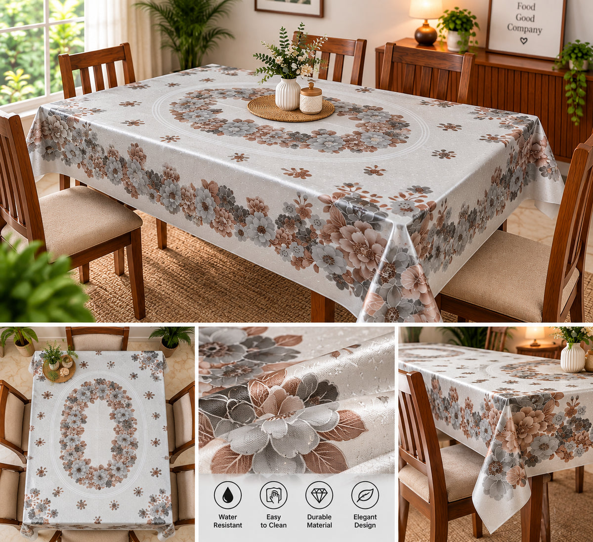 Mopak Decor Jasmine Printed Polyester Table Cover 36x54 - Beige
