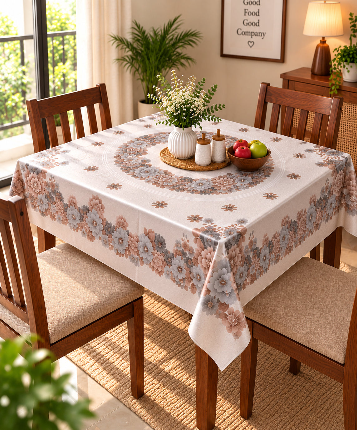 Mopak Decor Jasmine Printed Polyester Table Cover 36x54 - Beige