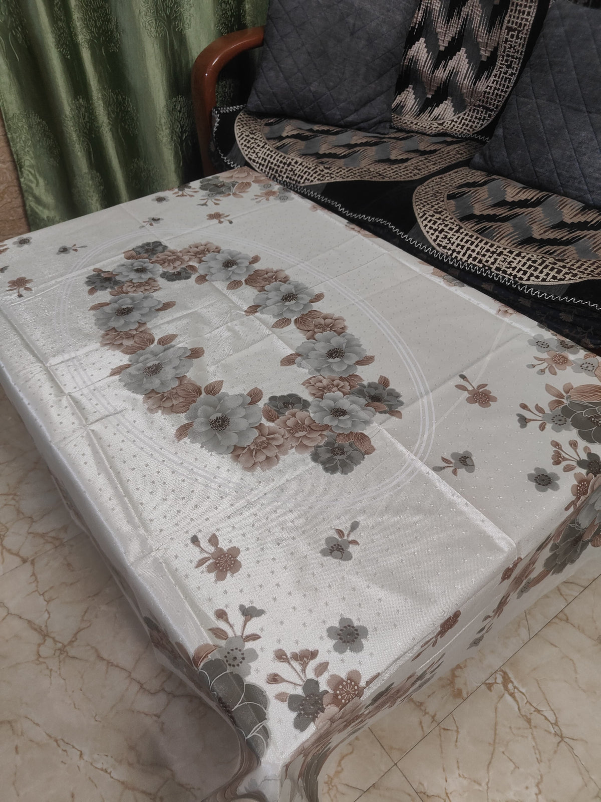 Mopak Decor Jasmine Printed Polyester Table Cover 36x54 - Beige