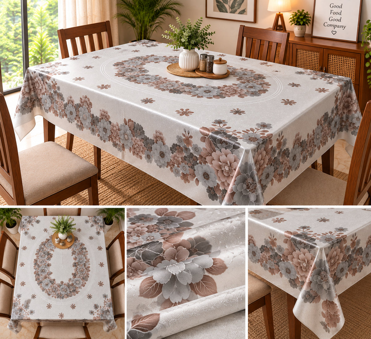 Mopak Decor Jasmine Printed Polyester Table Cover 36x54 - Beige