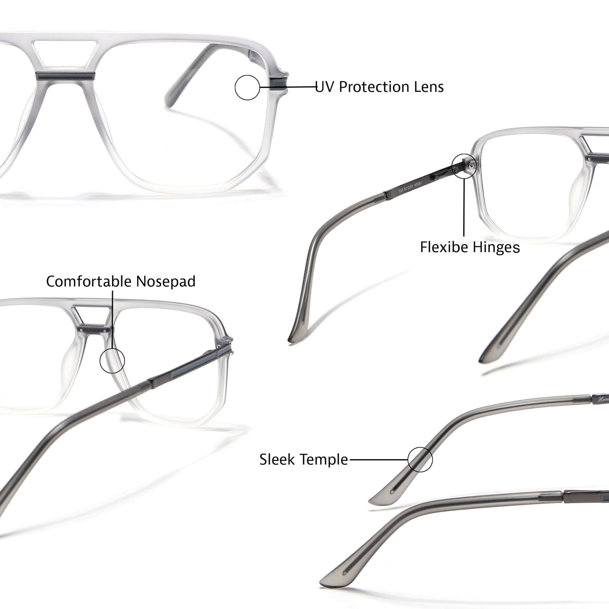 Eyejack Titex Matte Grey Wayfarer Eyeglasses for Men and Women - Style L275 - view 6
