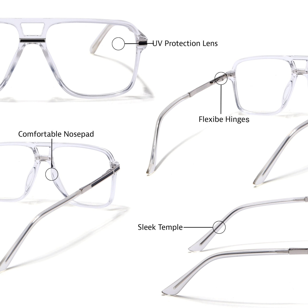 Eyejack Titex Transparent Wayfarer Eyeglasses for Men and Women - Style L320 - view 6