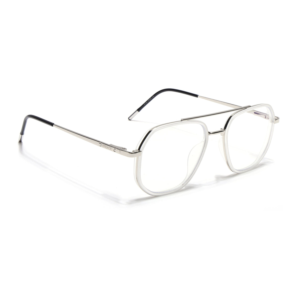 Eyejack Aura Silver & Transparent Wayfarer Eyeglasses for Men and Women - Style 1963 - view 1