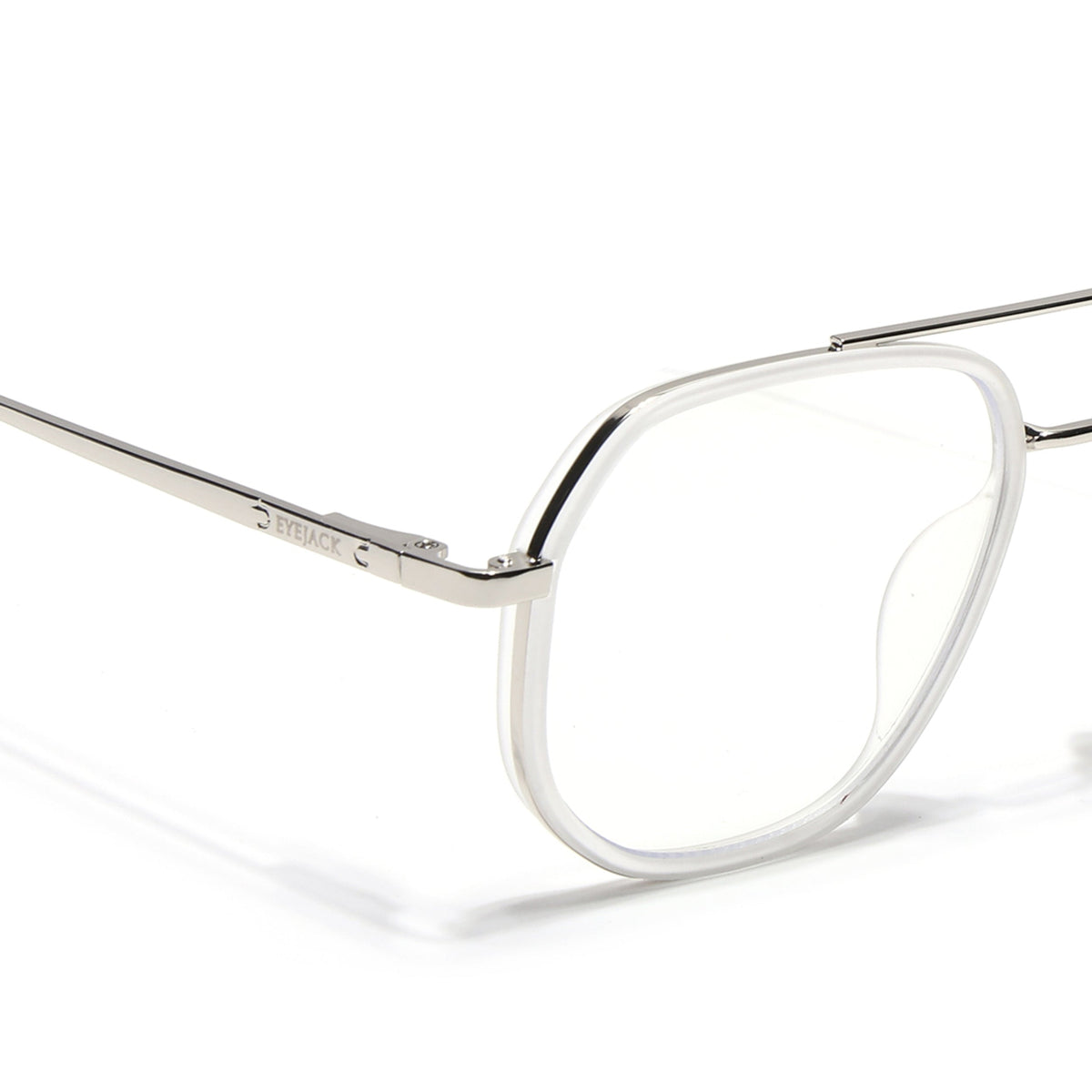 Eyejack Aura Silver & Transparent Wayfarer Eyeglasses for Men and Women - Style 1963 - view 3