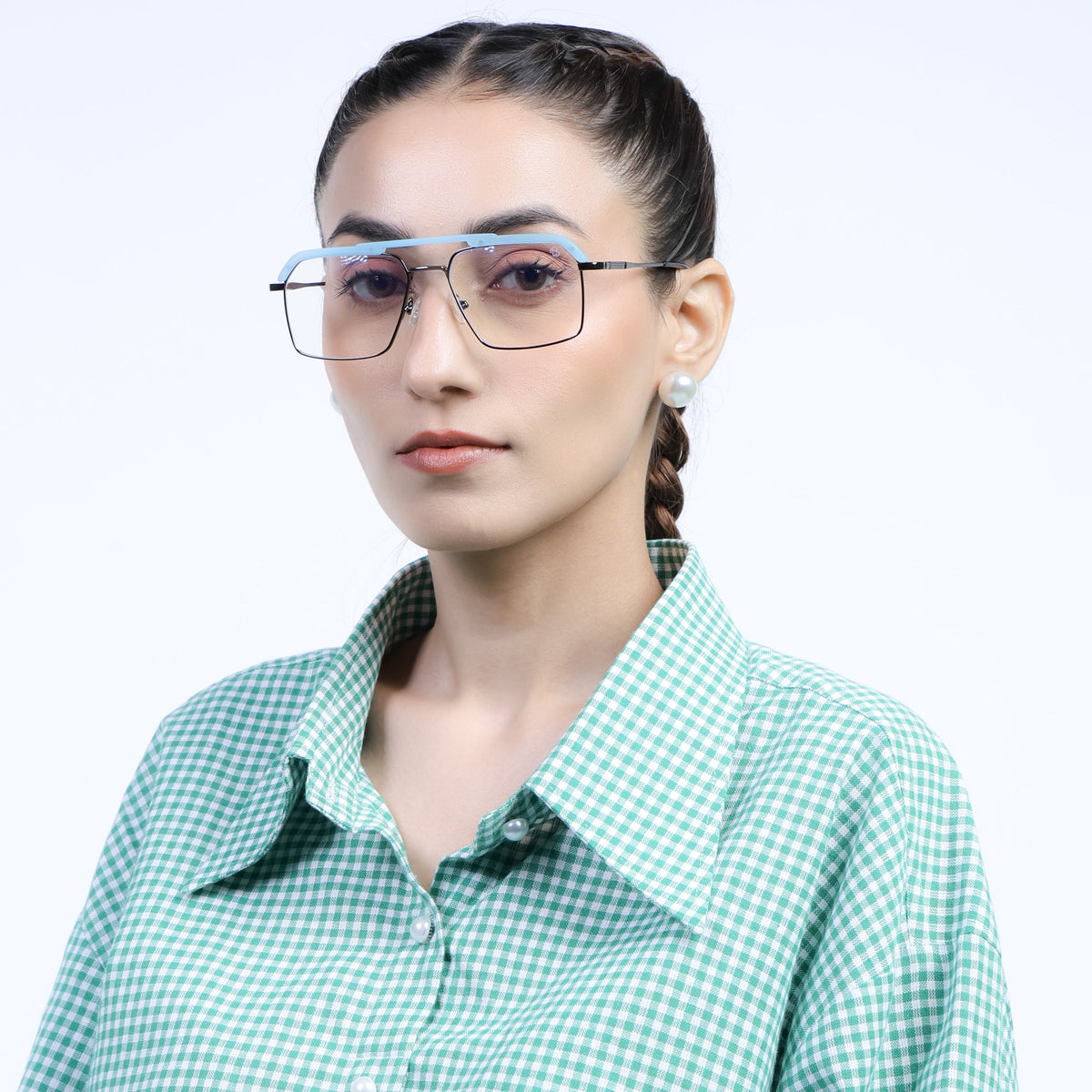 Eyejack Aura Sky Blue & Grey Wayfarer Eyeglasses for Men and Women - view 10