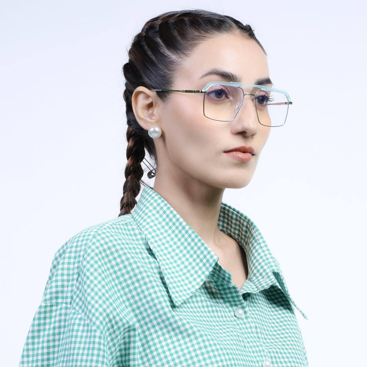 Eyejack Aura Sea Green & Silver Wayfarer Eyeglasses for Men and Women - view 10
