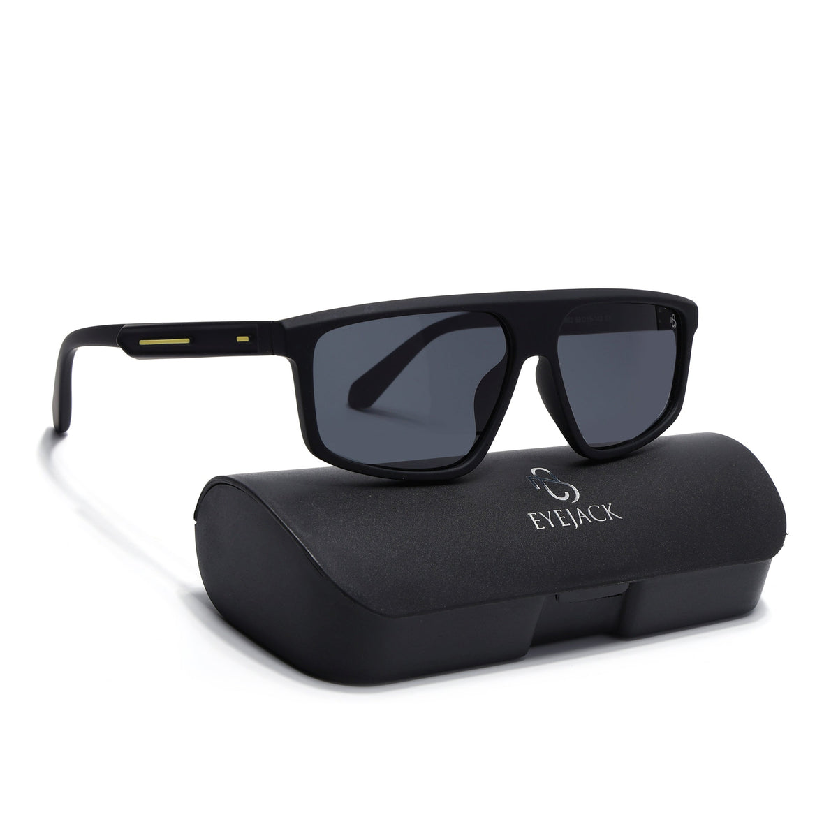 Eyejack Crossline Black Rectangle Sunglasses for Men and Women - Style 2057 - with box packaging
