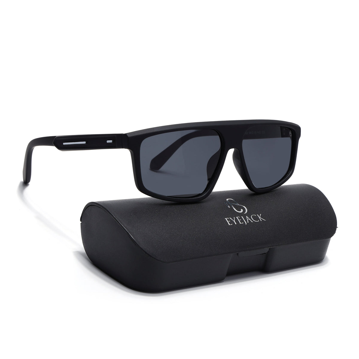 Eyejack Crossline Black Rectangle Sunglasses for Men and Women - Style 2059 - with box packaging