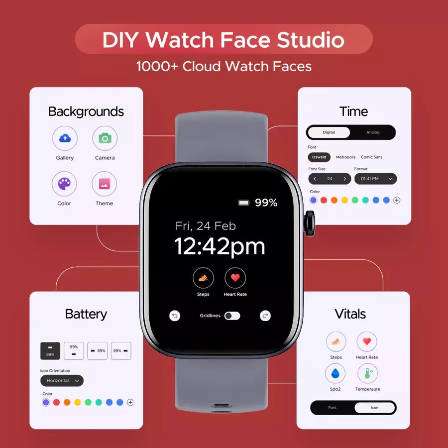 boAt Wave Call 2 Smartwatch with 1.83” HD Display & BT Calling – Warm Grey Halfpe Deals