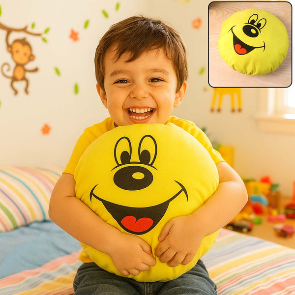 Cute Round Smiley Face Soft Pillow Cushion (30 X 30 Cm 1 Pc)
