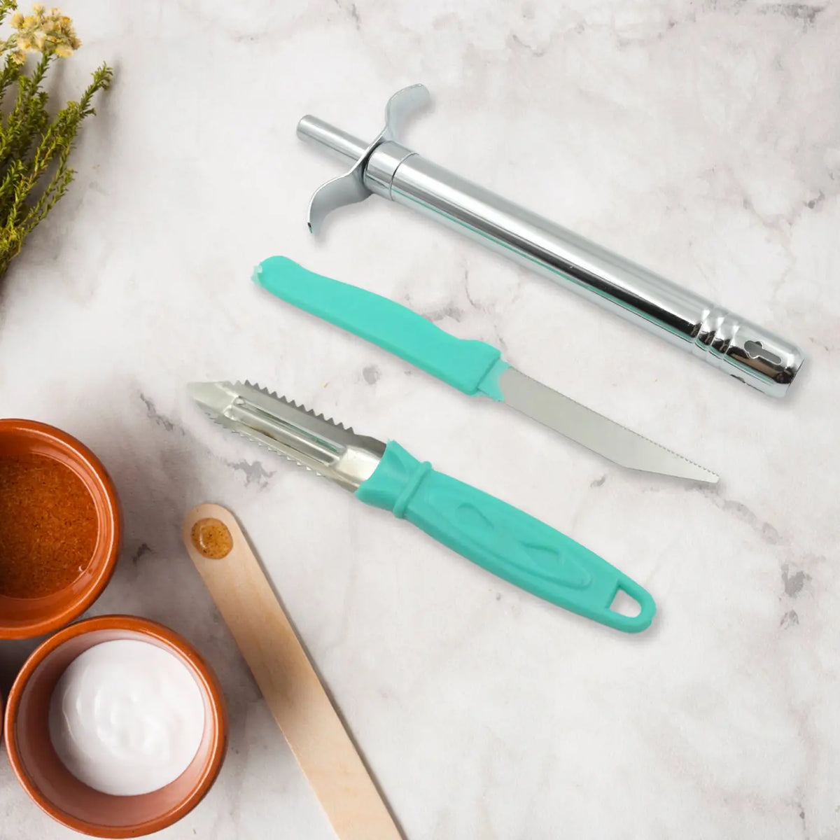 3 In 1 Kitchen Combo - Kitchen Lighter Stainless Steel Knife And Peeler HP DD