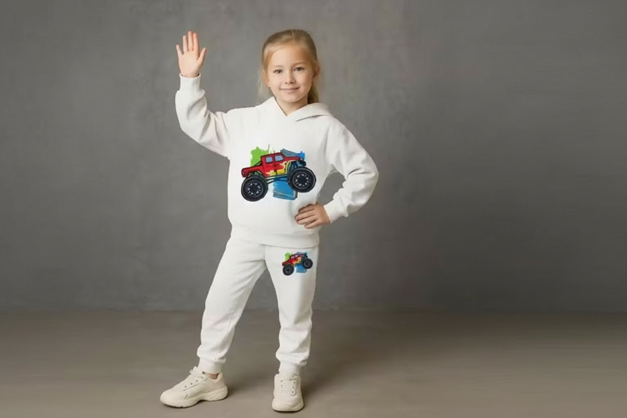 Kids' Two-Piece Space Adventure Set: Astronaut Surfing Rocket Hoodie & Joggers Luck Fashion