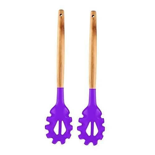P-plus international silicone pasta fork, food grade noodle spoon (Purple – pack of 2) - HalfPe