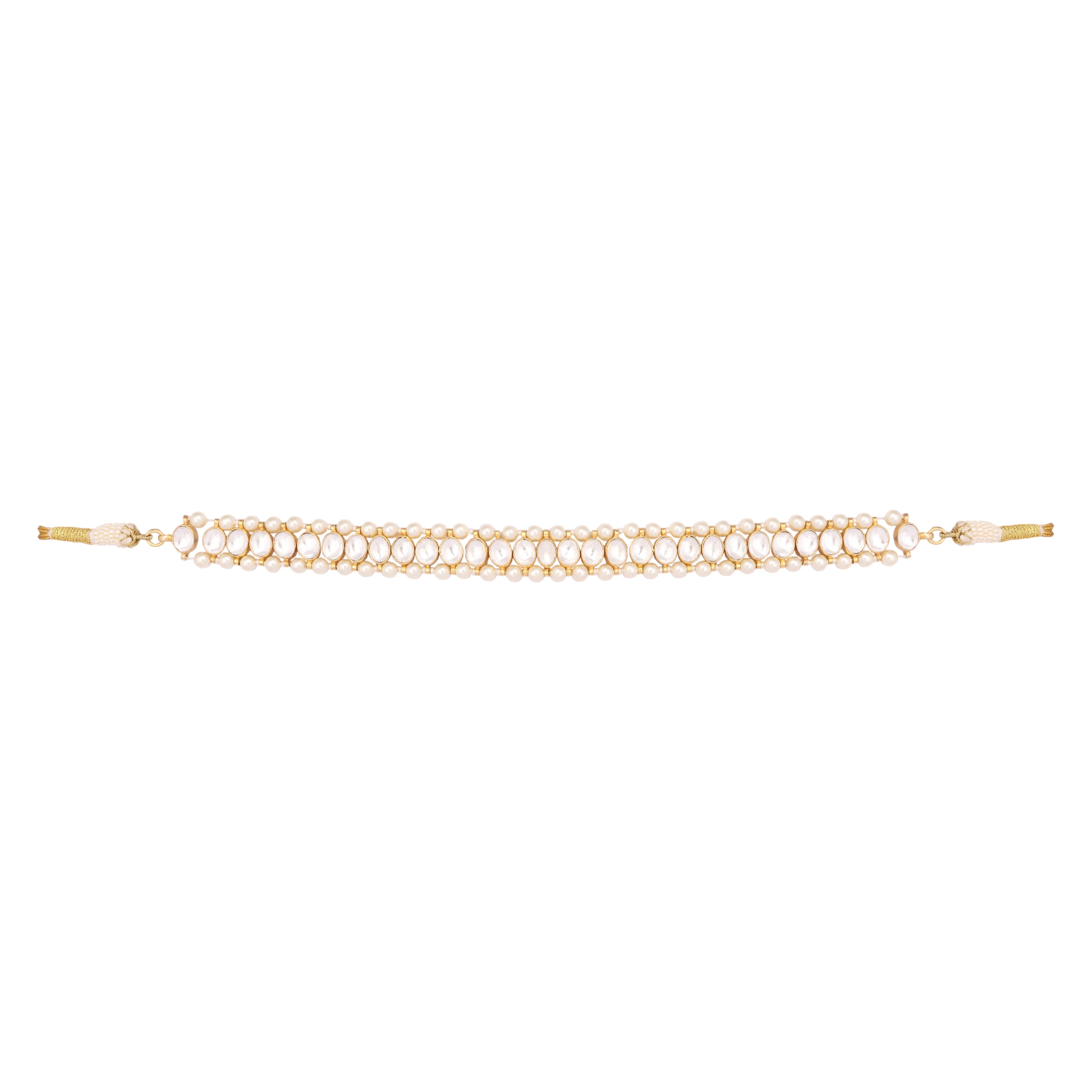 22K Gold Plated Kundan Refined Sleek Choker Necklace