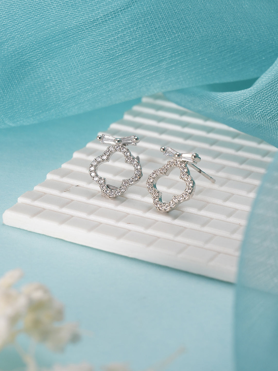 Jazz And Sizzle Silver-Plated Contemporary Studs Earrings