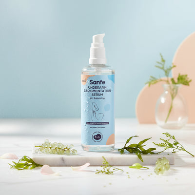 Sanfe Underarm Lightening & Depigmentation Serum for Women - 100ml with Sea Grape and Green SeaWeed Extracts Treats Hyperpigmentation & Dark Spots Natural Underarm Brightening MSDS Certified