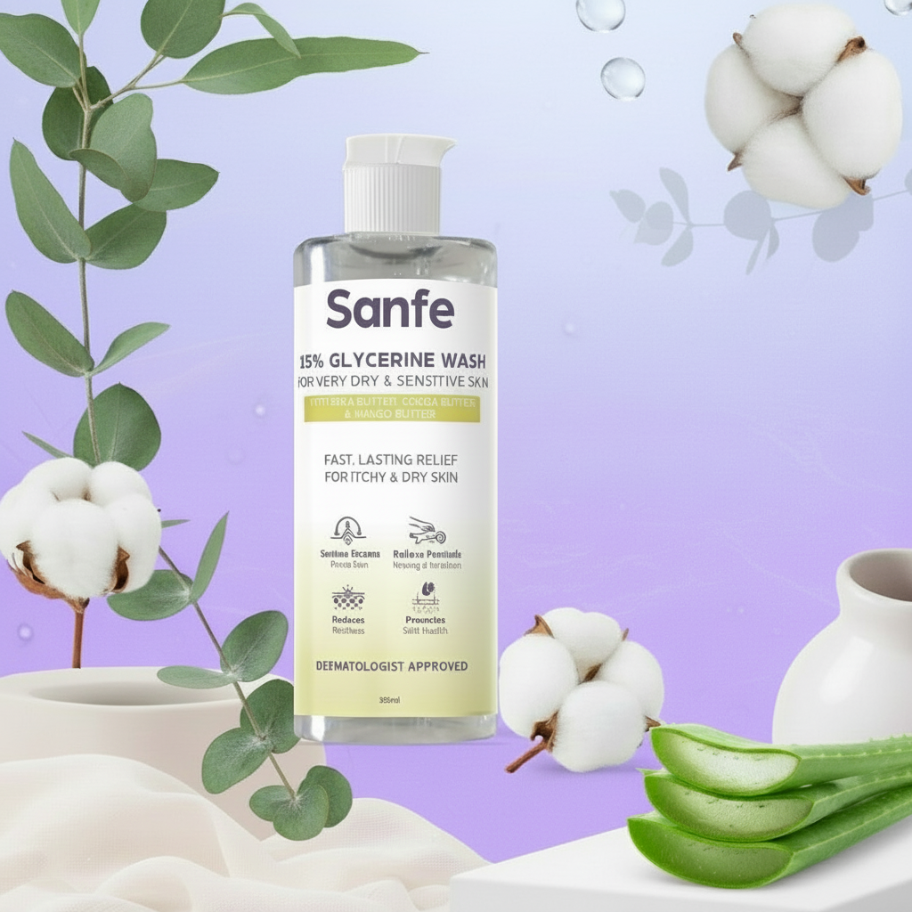 Sanfe Eczema Relief Wash | For very very dry skin | Soothes Eczema, Relieve Irritation & Itching, Reduces Redness | Rapid Relief Formula - 100ml