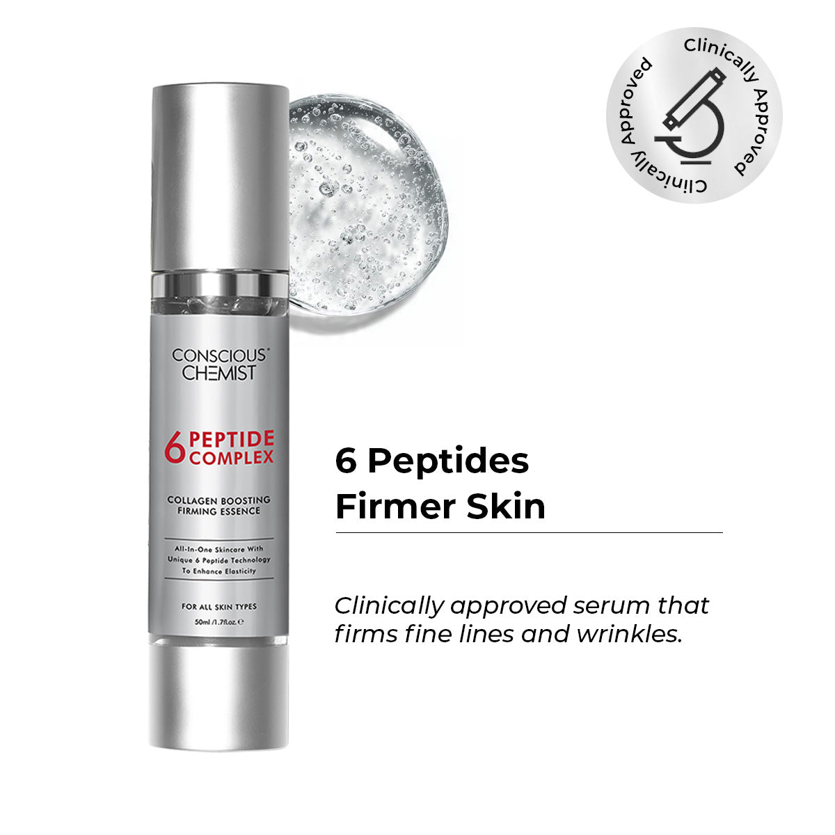 Conscious Chemist 6 Peptide Anti Aging Face Serum | Firming & Wrinkle Repair (50 ml)