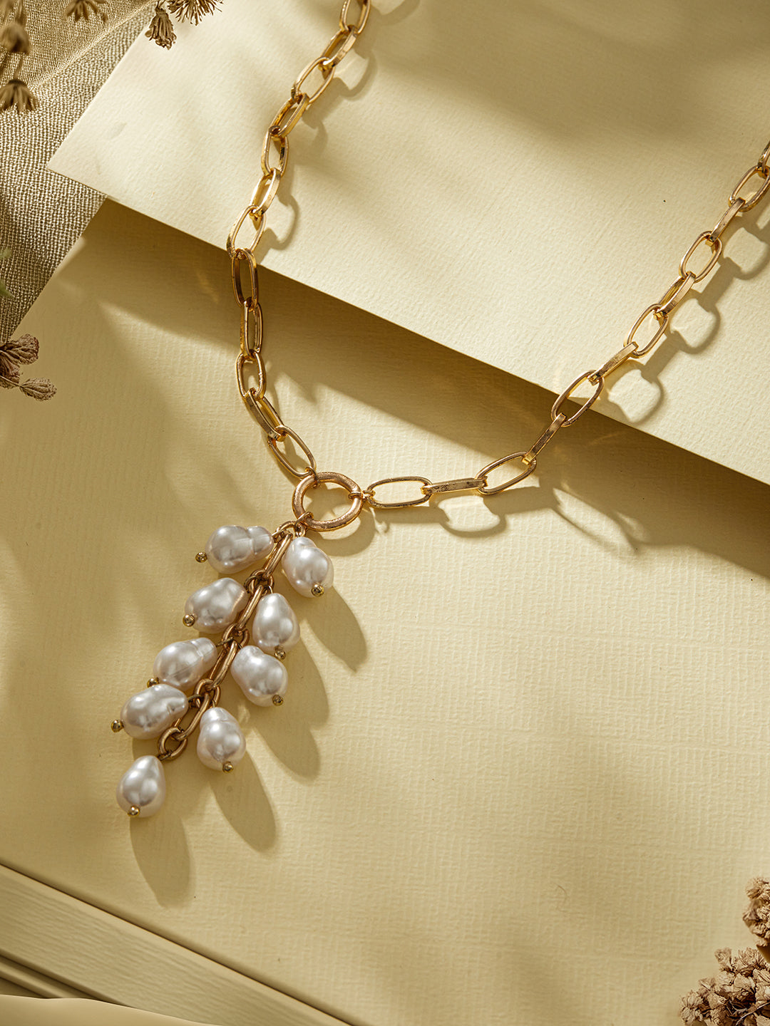 Jazz And Sizzle Gold-Plated Pearls Beaded Necklace Chain