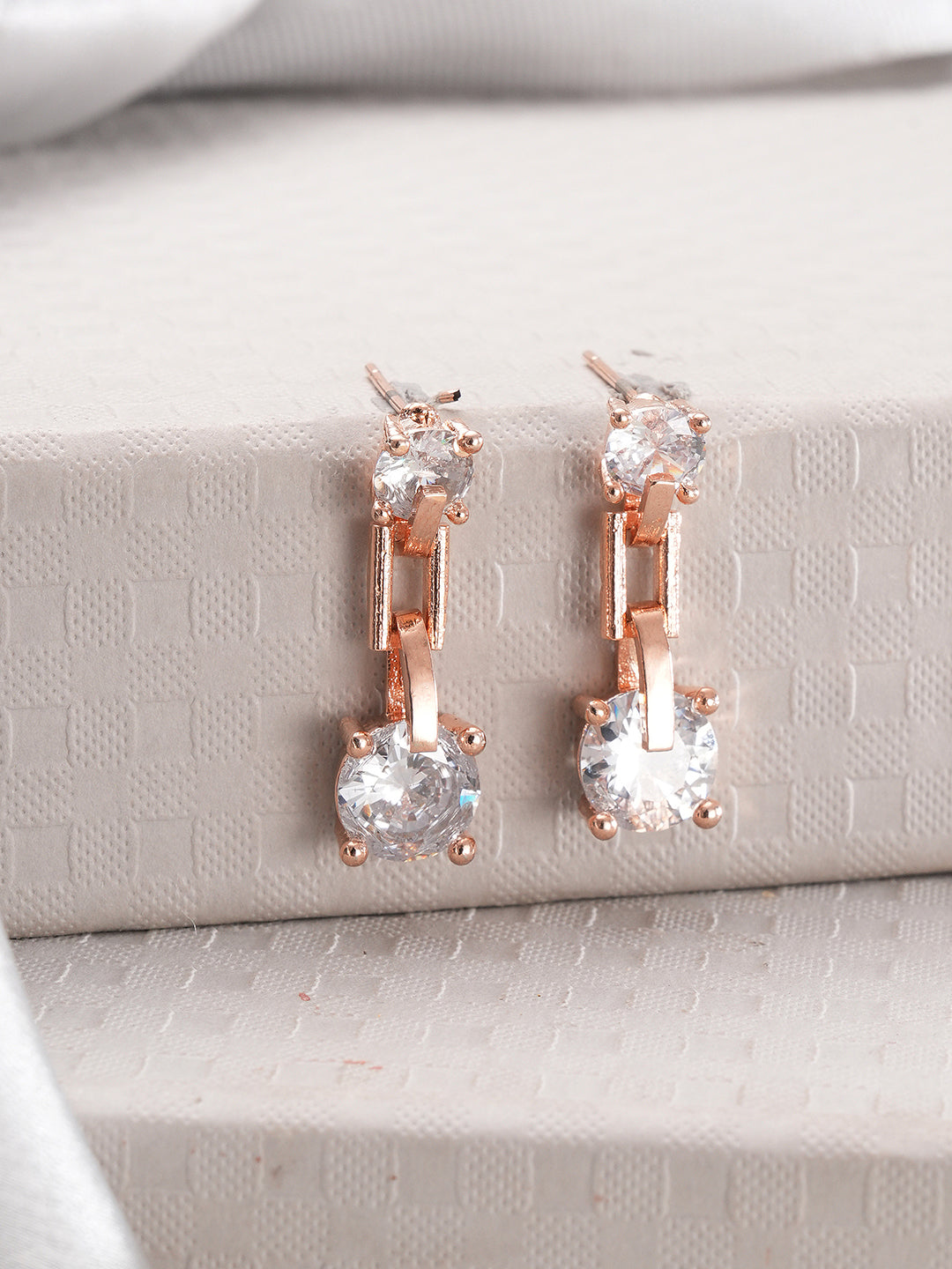Jazz And Sizzle Rose Gold-Plated Circular Shaped Drop Earrings