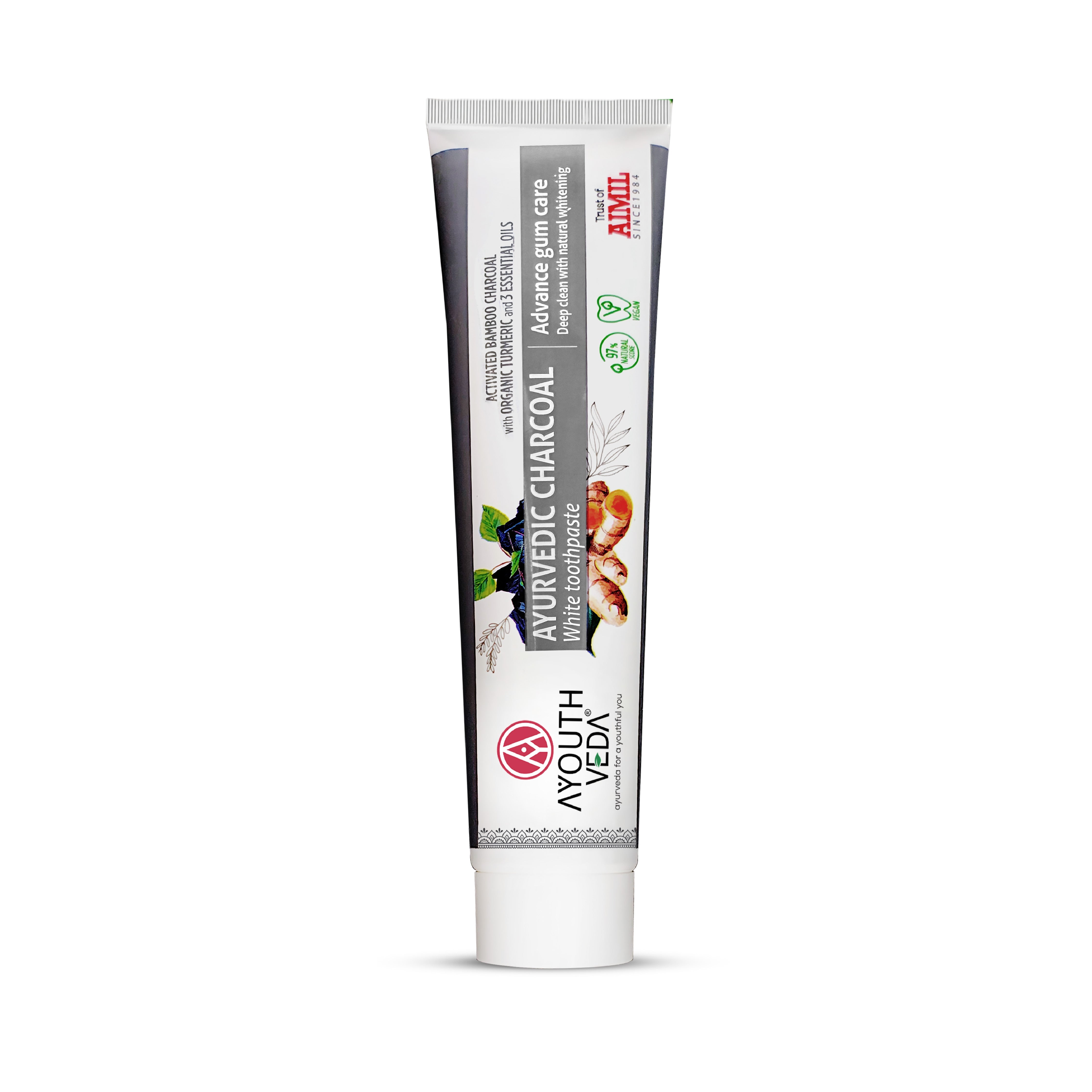 Ayurvedic Charcoal White toothpaste Pack of 3 (100 gm) Aimil Ayouthveda