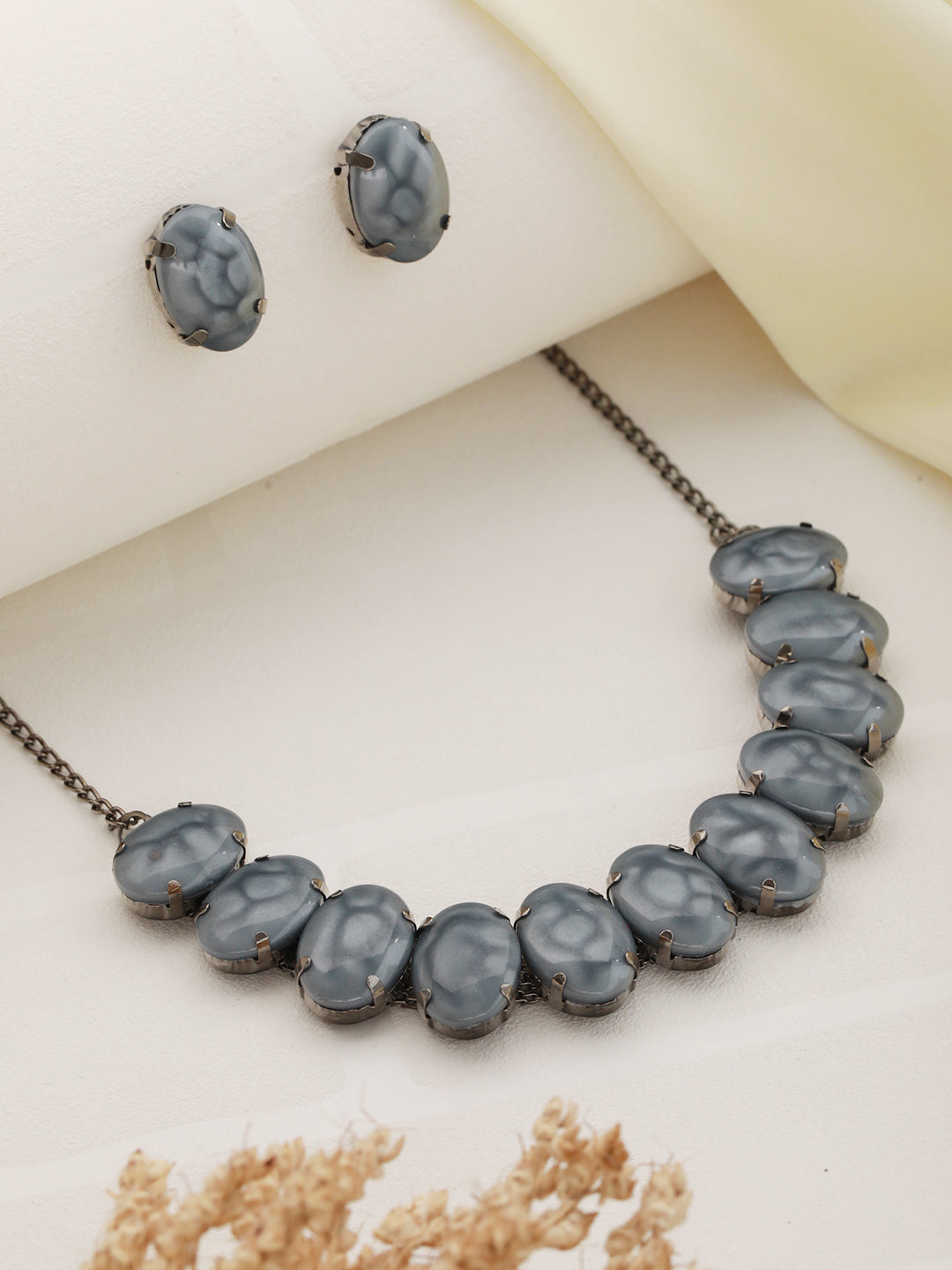 Stone Studded Necklace & Earrings