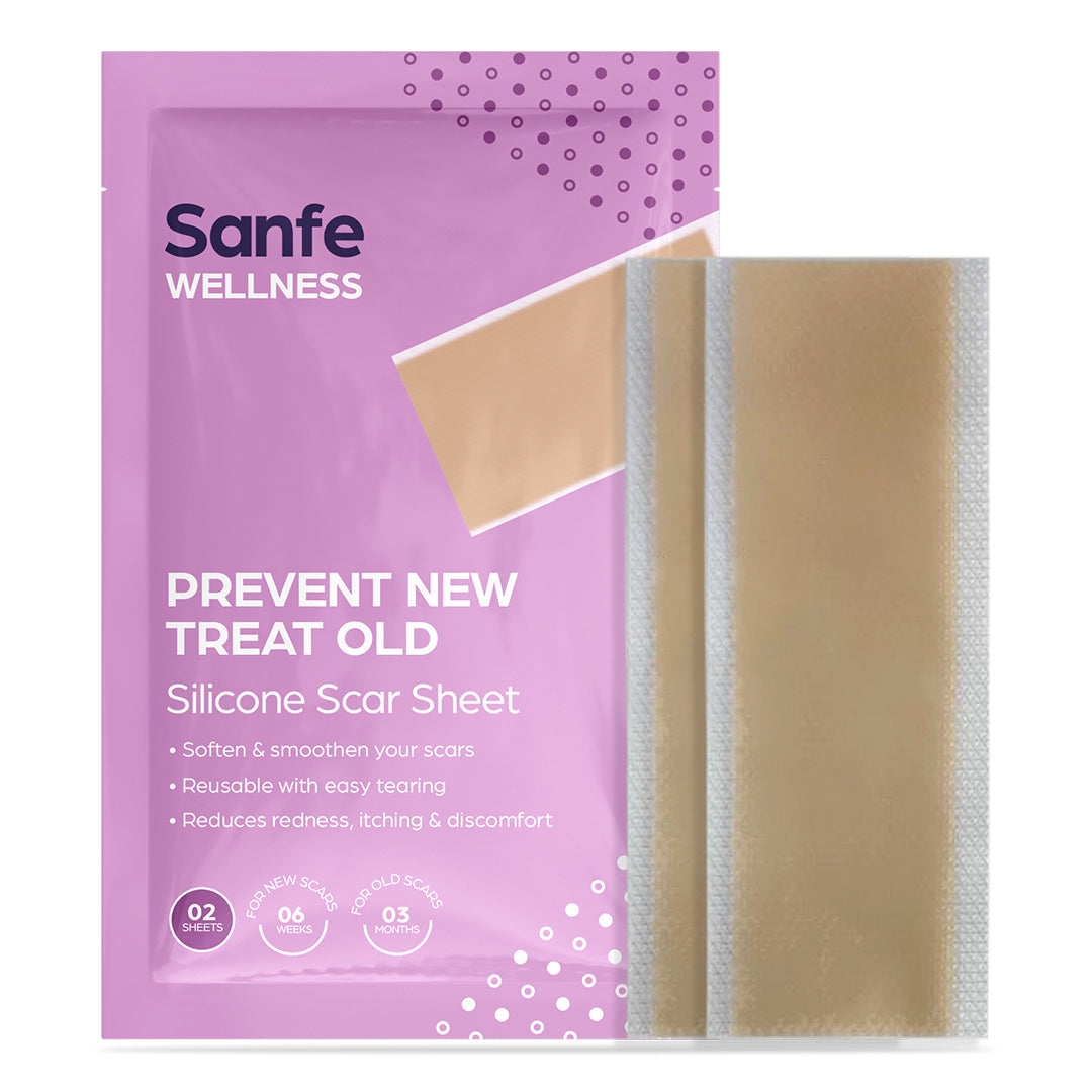 Sanfe Silicone Scar Sheet Prevent new & treat old scars Reduces redness, reusable No side effects 2 sheets, For men & women
