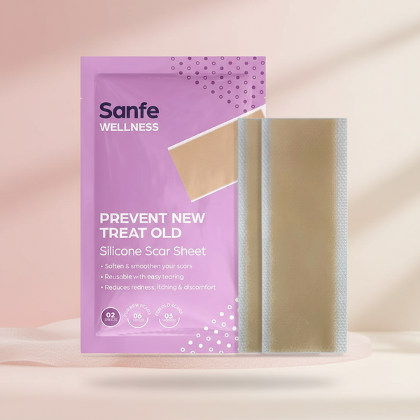 Sanfe Silicone Scar Sheet Prevent new & treat old scars Reduces redness, reusable No side effects 2 sheets, For men & women